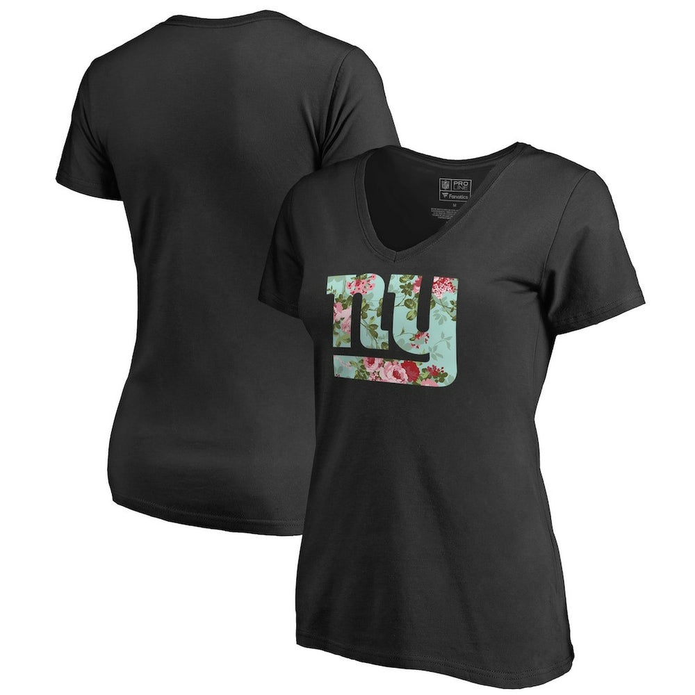 New York Giants Women's Lovely V-Neck T-Shirt Black - NFL