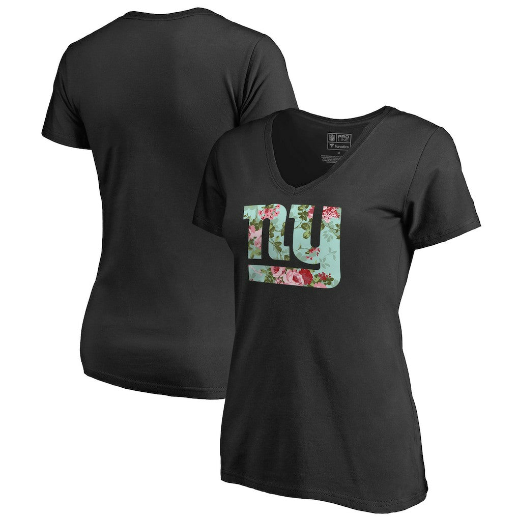 New York Giants Women's Lovely V-Neck T-Shirt Black - NFL