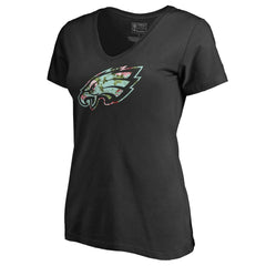 Philadelphia Eagles Women's Lovely V-Neck T-Shirt Black - NFL