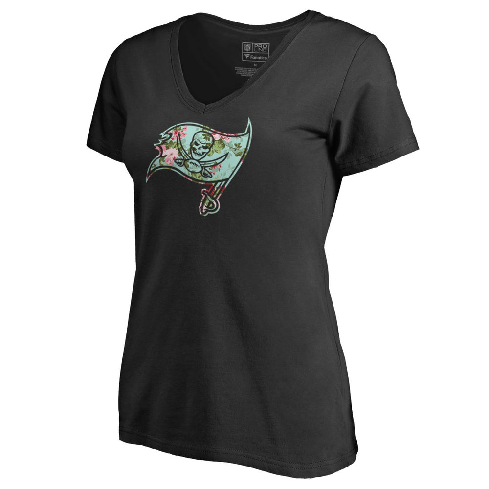 Tampa Bay Buccaneers Women's Lovely V-Neck T-Shirt Black - NFL