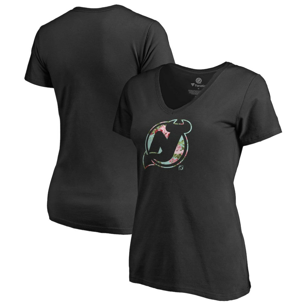 New Jersey Devils - Women's Lovely V-Neck T-Shirt Black