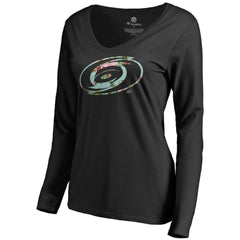 Carolina Hurricanes - Women's Lovely Long Sleeve V-Neck T-Shirt Black