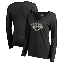 Nashville Predators - Women's Lovely Long Sleeve V-Neck T-Shirt Black