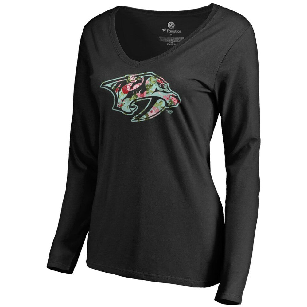 Nashville Predators - Women's Lovely Long Sleeve V-Neck T-Shirt Black