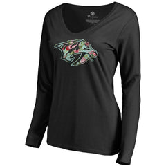 Nashville Predators - Women's Lovely Long Sleeve V-Neck T-Shirt Black