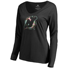 New Jersey Devils - Women's Lovely Long Sleeve V-Neck T-Shirt Black