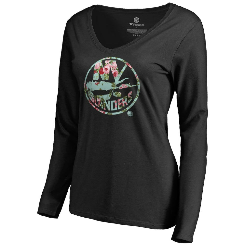 New York Islanders - Women's Lovely Long Sleeve V-Neck T-Shirt Black