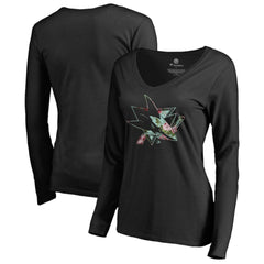 San Jose Sharks - Women's Lovely Long Sleeve V-Neck T-Shirt Black