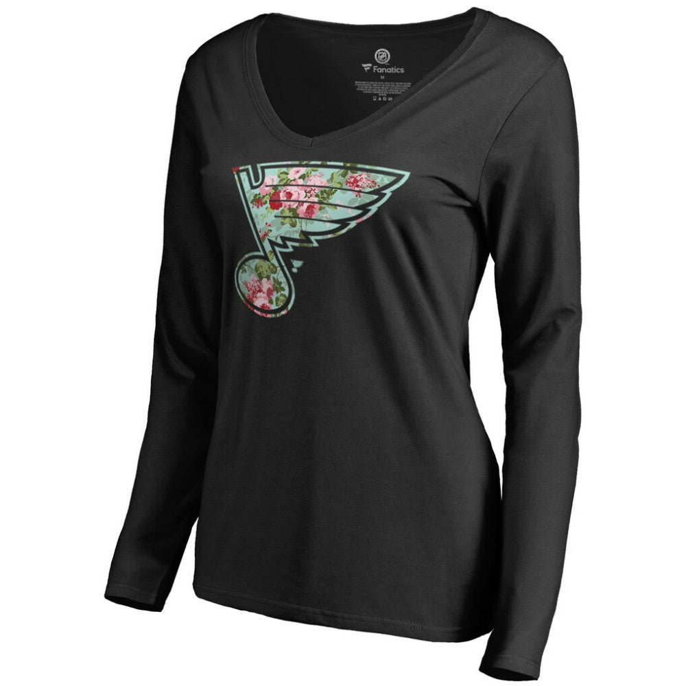 St. Louis Blues - Women's Lovely Long Sleeve V-Neck T-Shirt Black