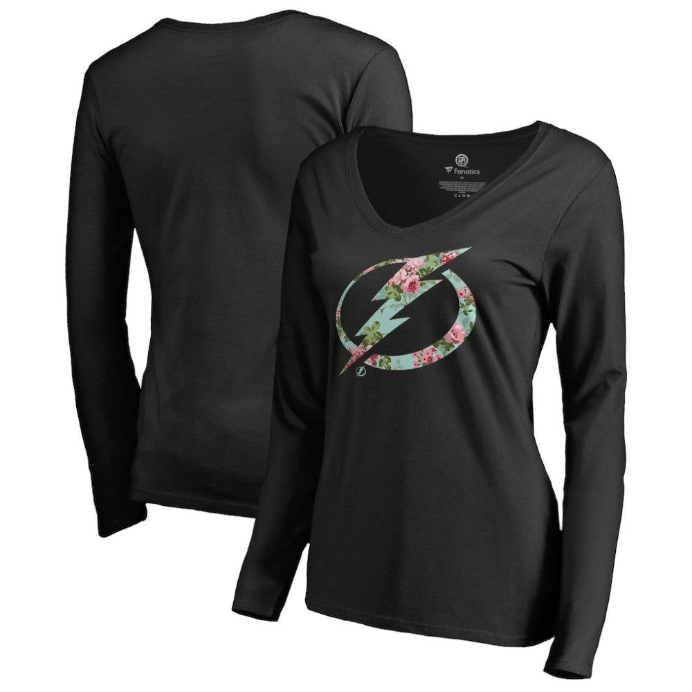 Tampa Bay Lightning - Women's Lovely Long Sleeve V-Neck T-Shirt Black
