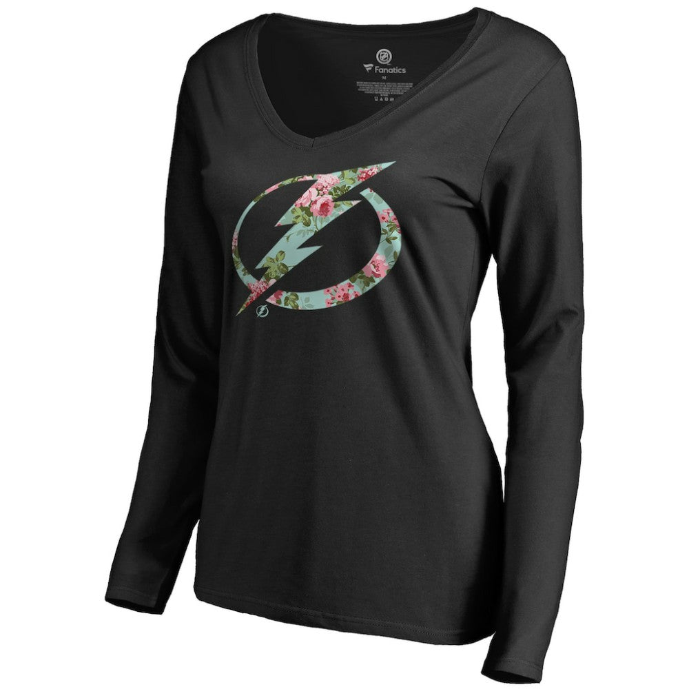 Tampa Bay Lightning - Women's Lovely Long Sleeve V-Neck T-Shirt Black