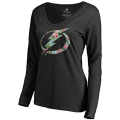 Tampa Bay Lightning - Women's Lovely Long Sleeve V-Neck T-Shirt Black