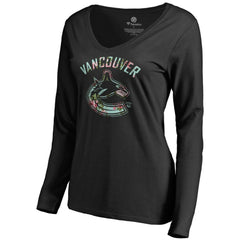 Vancouver Canucks - Women's Lovely Long Sleeve V-Neck T-Shirt Black