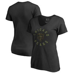 Chicago Bears Women's Camo Collection Liberty V-Neck T-Shirt Black - NFL