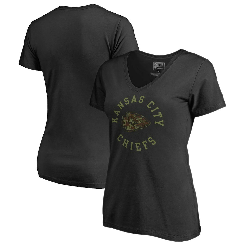 Kansas City Chiefs Women's Camo Collection Liberty V-Neck T-Shirt Black - NFL