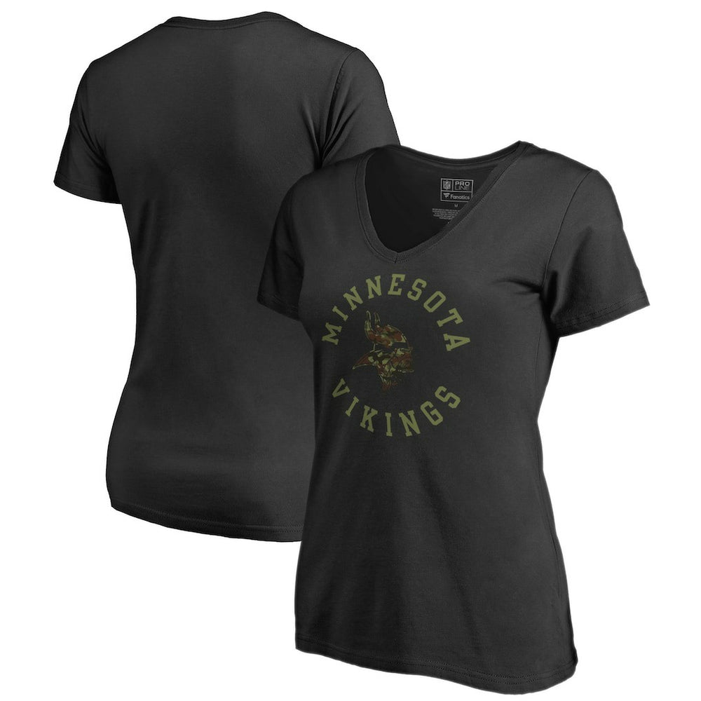 Minnesota Vikings Women's Camo Collection Liberty V-Neck T-Shirt Black - NFL