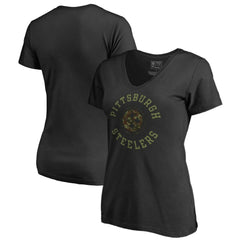 Pittsburgh Steelers Women's Camo Collection Liberty V-Neck T-Shirt Black - NFL