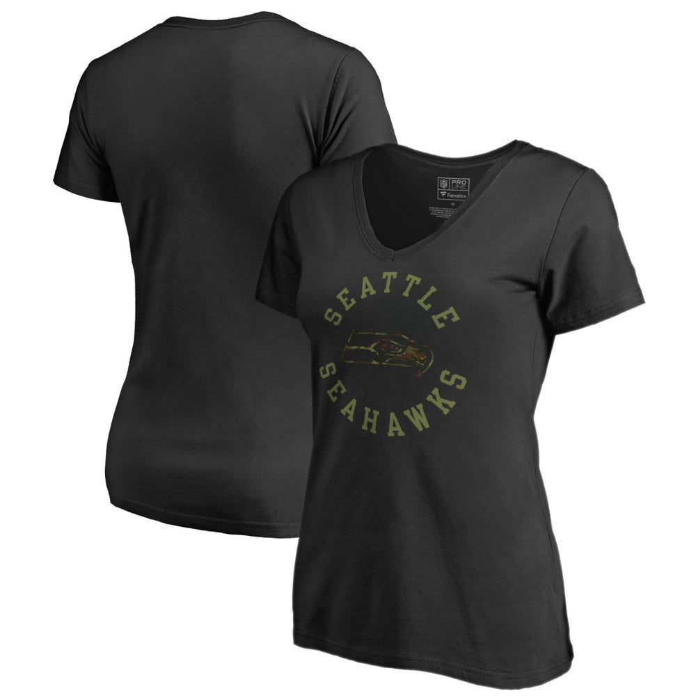 Seattle Seahawks Women's Camo Collection Liberty V-Neck T-Shirt Black - NFL