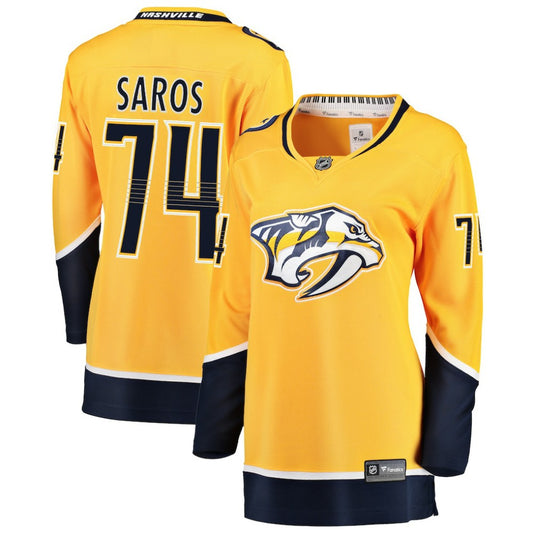 Juuse Saros Nashville Predators Fanatics Women's Breakaway Player Jersey - Gold | NHL Jerseys