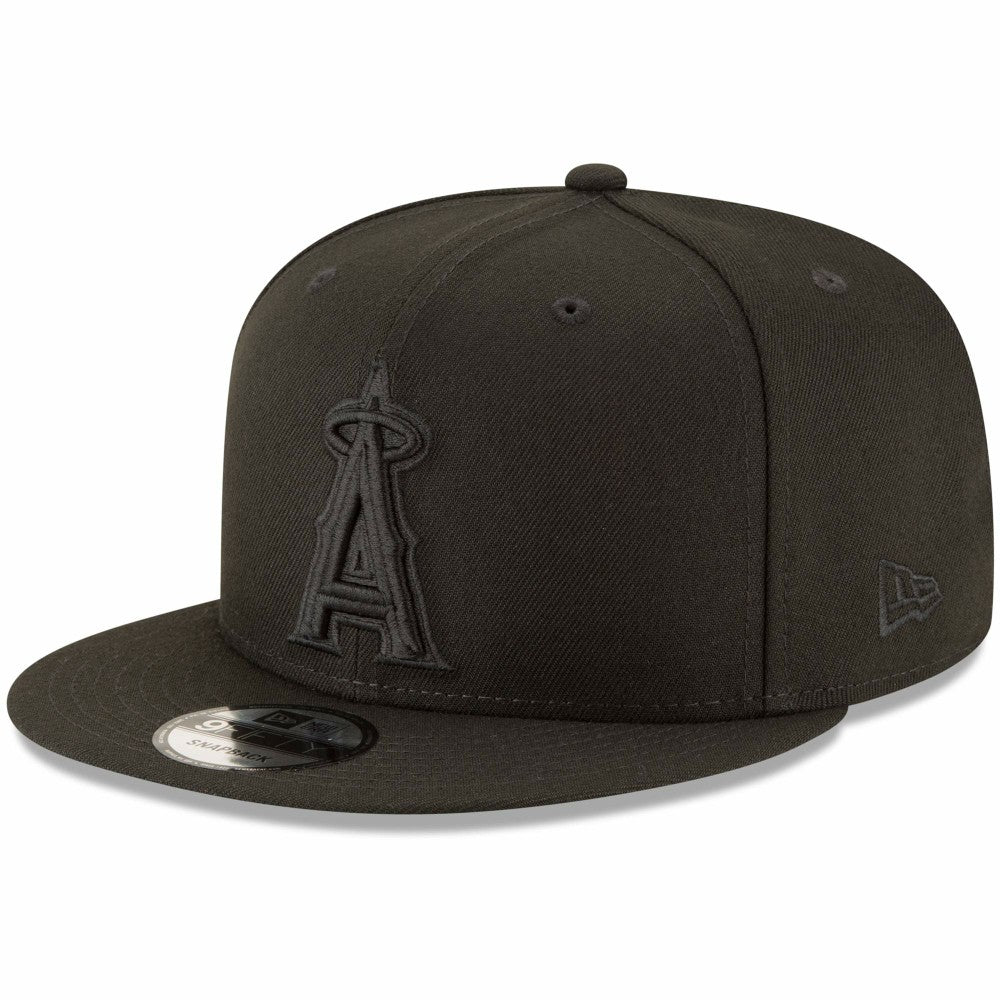 Los Angeles Angels New Era Black on Black 9FIFTY Team Snapback Adjustable Hat Clearance