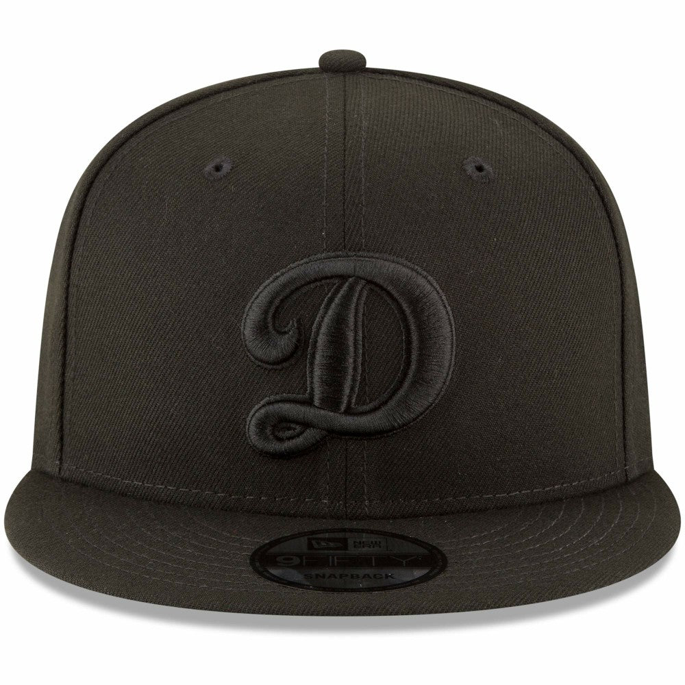 Los Angeles Dodgers New Era Script Logo Black on Black 9FIFTY Snapback Adjustable Hat for sale