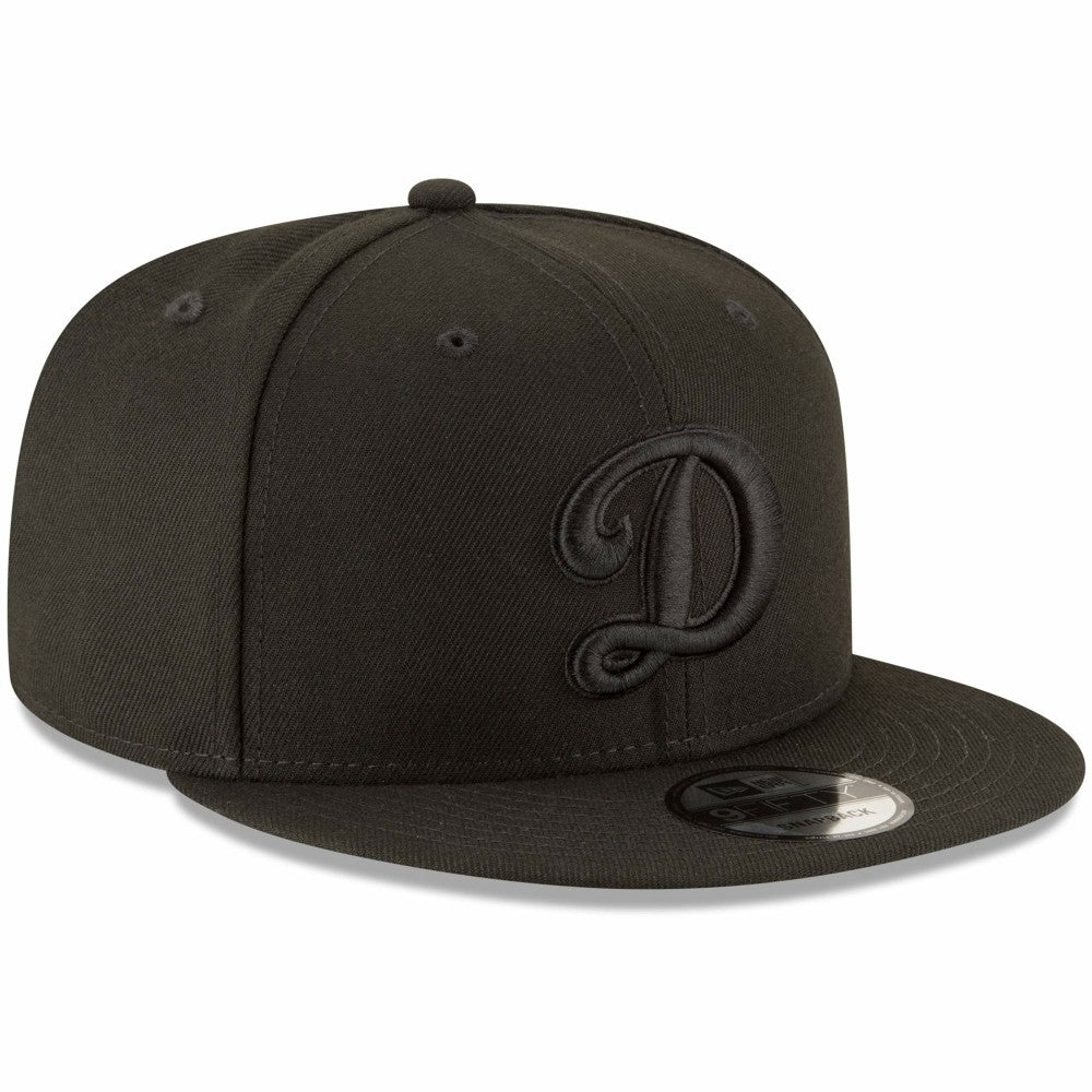 Los Angeles Dodgers New Era Script Logo Black on Black 9FIFTY Snapback Adjustable Hat for sale