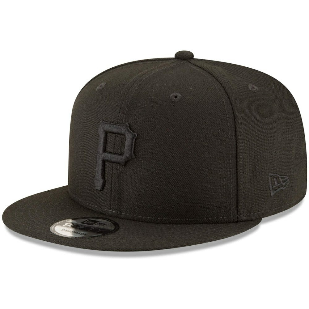 Pittsburgh Pirates New Era Black on Black 9FIFTY Team Snapback Adjustable Hat discount