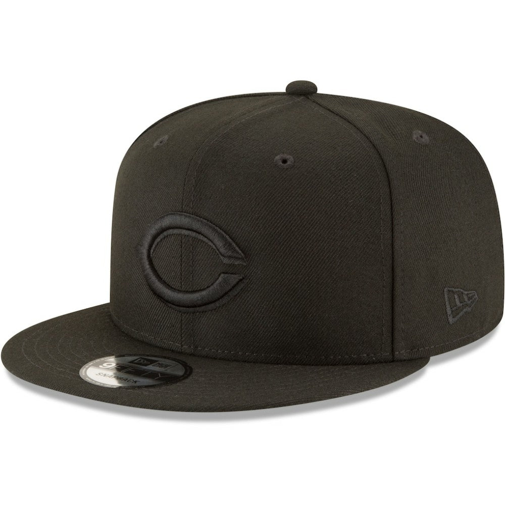 Cincinnati Reds New Era Black on Black 9FIFTY Team Snapback Adjustable Hat for sale