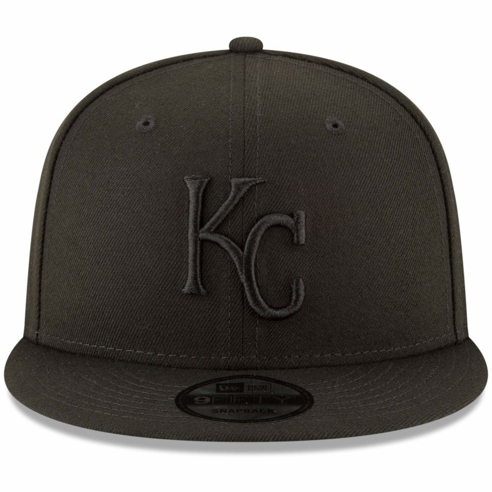 Kansas City Royals New Era Black on Black 9FIFTY Team Snapback Adjustable Hat discount