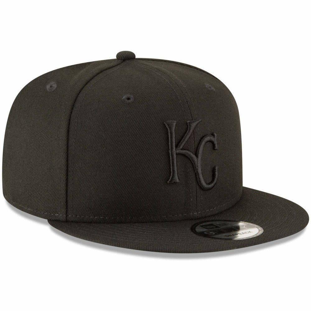 Kansas City Royals New Era Black on Black 9FIFTY Team Snapback Adjustable Hat discount