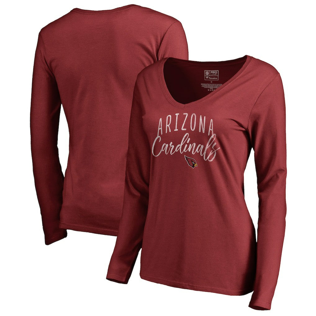 Arizona Cardinals Women's Graceful Long Sleeve V-Neck T-Shirt Cardinal - NFL
