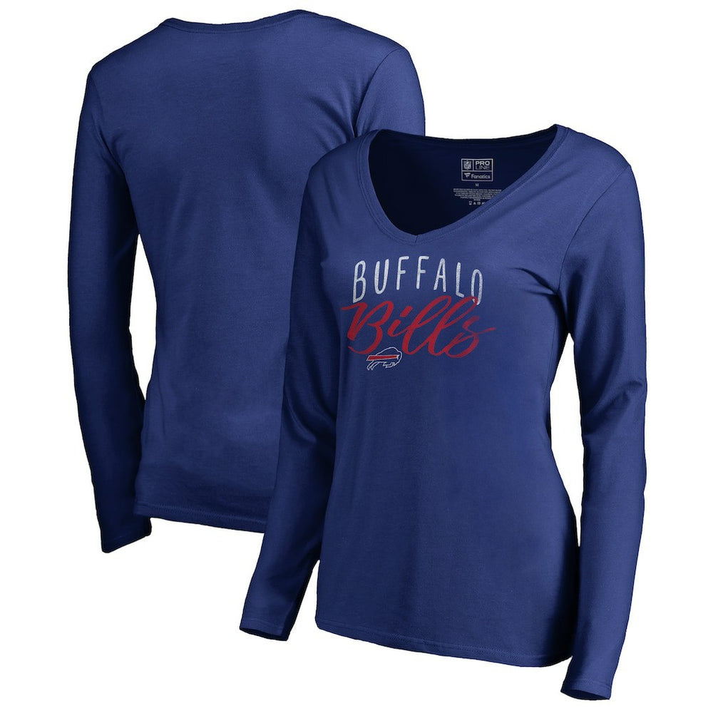 Buffalo Bills Women's Graceful Long Sleeve V-Neck T-Shirt Royal - NFL