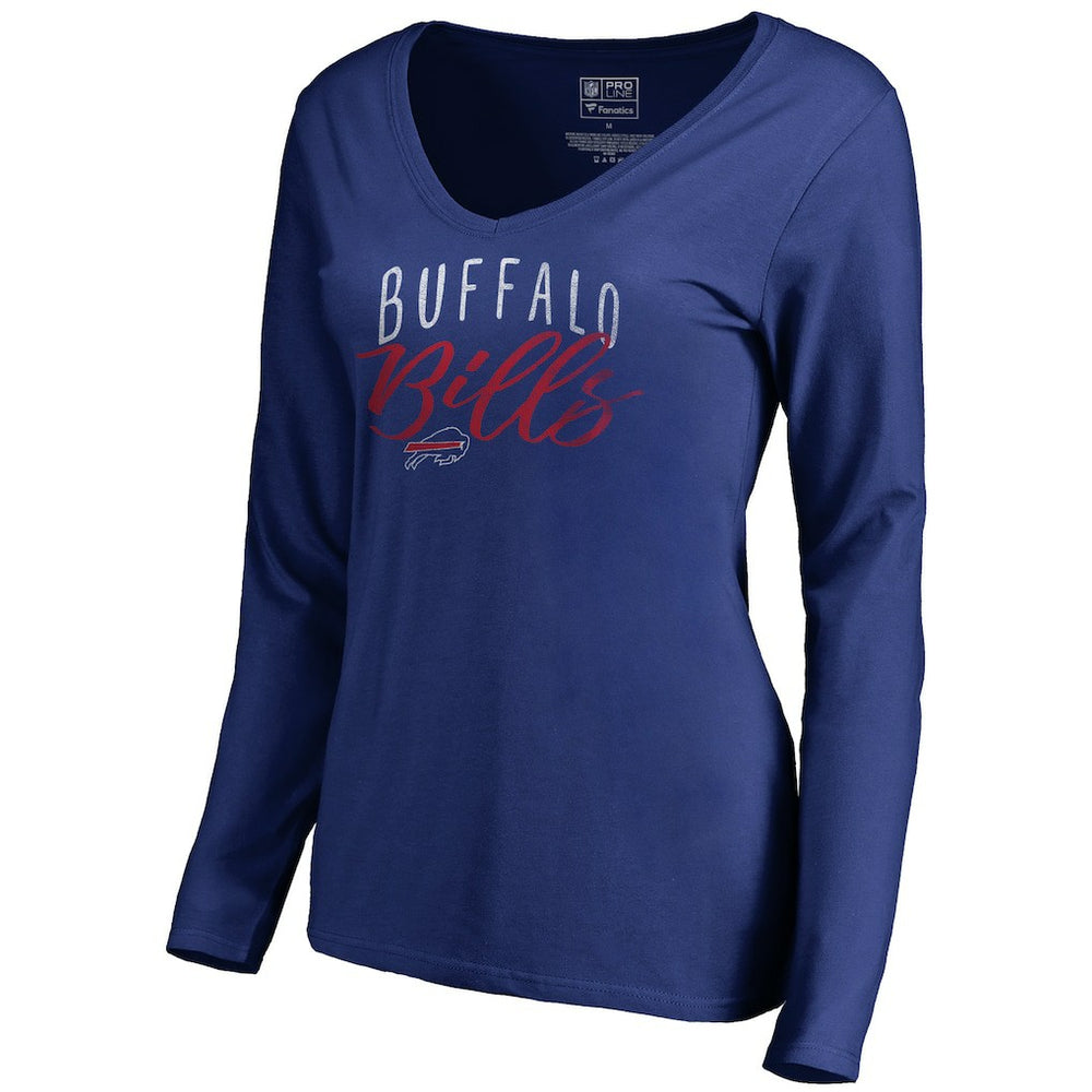 Buffalo Bills Women's Graceful Long Sleeve V-Neck T-Shirt Royal - NFL