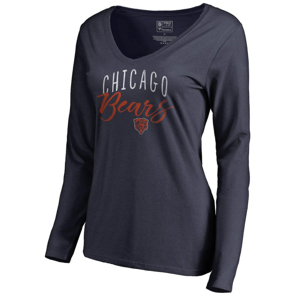 Chicago Bears Women's Graceful Long Sleeve V-Neck T-Shirt Navy - NFL