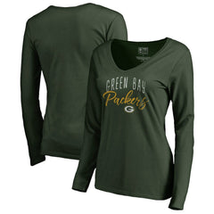 Green Bay Packers Women's Graceful Long Sleeve V-Neck T-Shirt Green - NFL
