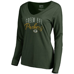 Green Bay Packers Women's Graceful Long Sleeve V-Neck T-Shirt Green - NFL