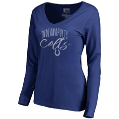 Indianapolis Colts Women's Graceful Long Sleeve V-Neck T-Shirt Royal - NFL