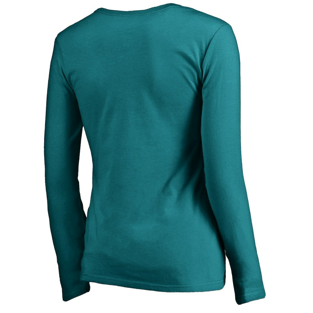 Miami Dolphins Women's Graceful Long Sleeve V-Neck T-Shirt Aqua - NFL
