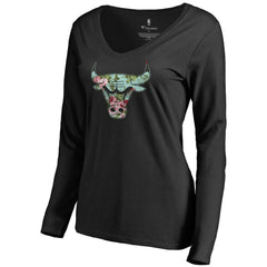 NBA - Chicago Bulls Women's Lovely V-Neck Long Sleeve T-Shirt - Black