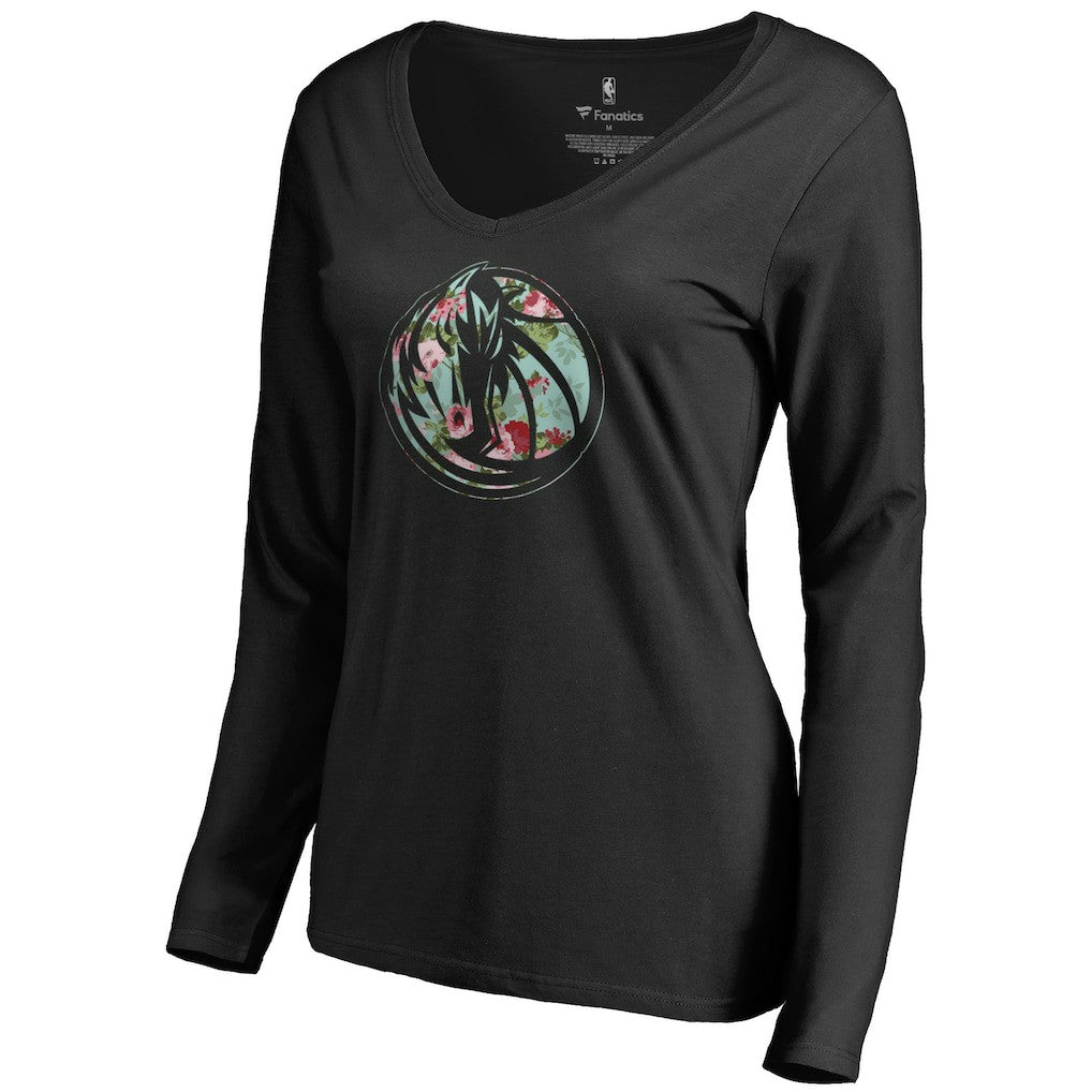 NBA - Dallas Mavericks Women's Lovely V-Neck Long Sleeve T-Shirt - Black