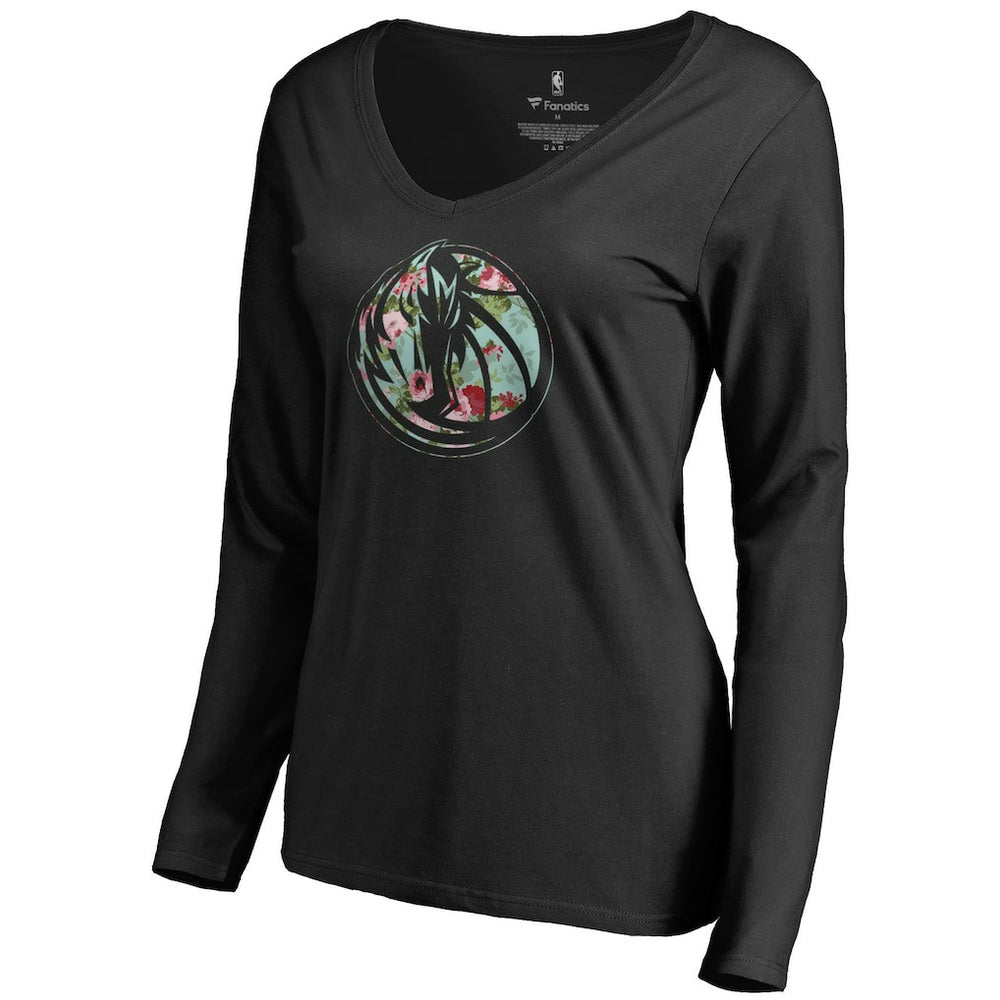 NBA - Dallas Mavericks Women's Lovely V-Neck Long Sleeve T-Shirt - Black