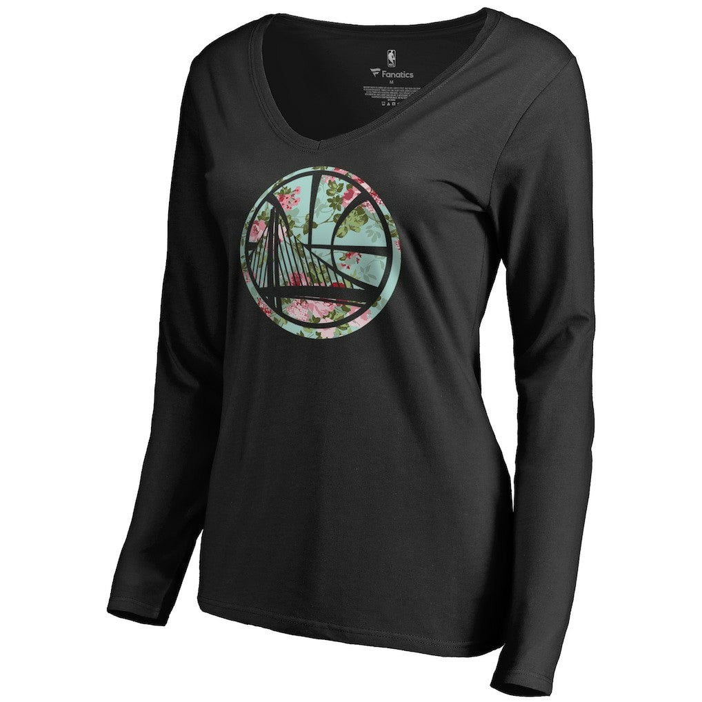 NBA - Golden State Warriors Women's Lovely V-Neck Long Sleeve T-Shirt - Black