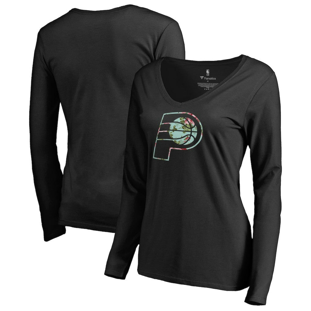 NBA - Indiana Pacers Women's Lovely V-Neck Long Sleeve T-Shirt - Black