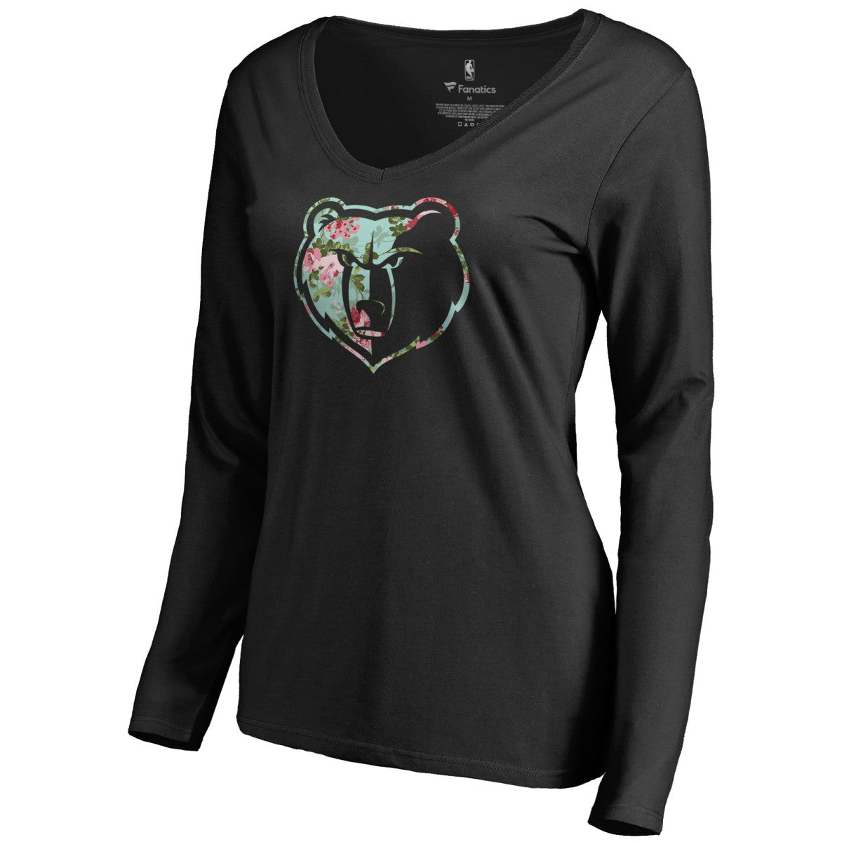 NBA - Memphis Grizzlies Women's Lovely Long Sleeve V-Neck T-Shirt - Black