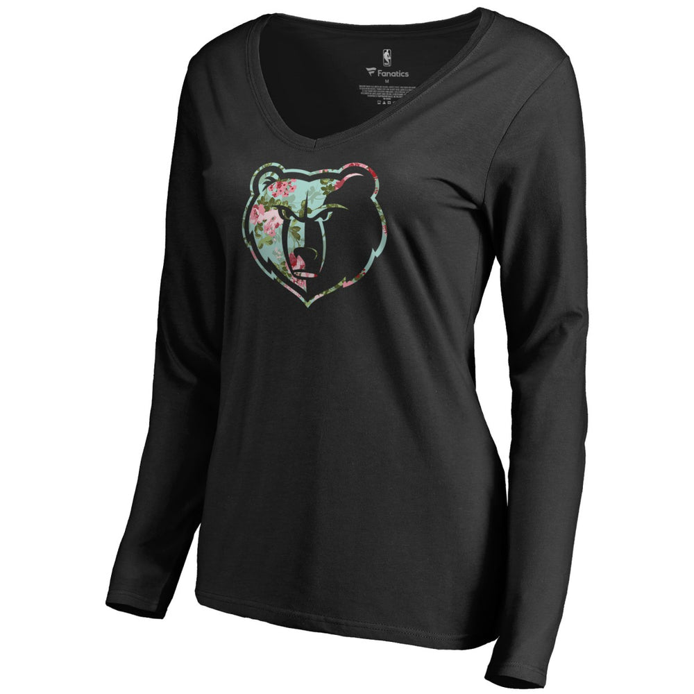NBA - Memphis Grizzlies Women's Lovely Long Sleeve V-Neck T-Shirt - Black