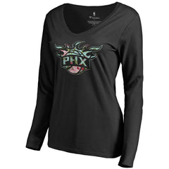 NBA - Phoenix Suns Women's Lovely V-Neck Long Sleeve T-Shirt - Black
