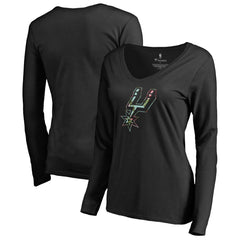 NBA - San Antonio Spurs Women's Lovely V-Neck Long Sleeve T-Shirt - Black