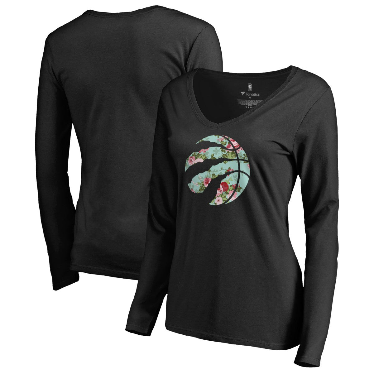 NBA - Toronto Raptors Women's Lovely V-Neck Long Sleeve T-Shirt - Black