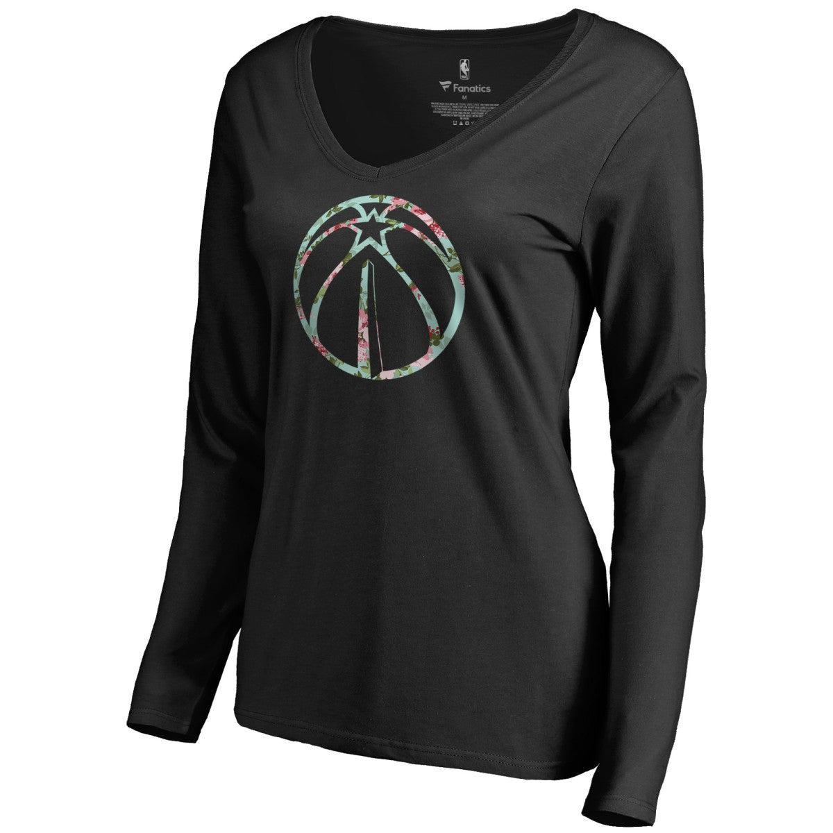 NBA - Washington Wizards Women's Lovely V-Neck Long Sleeve T-Shirt - Black