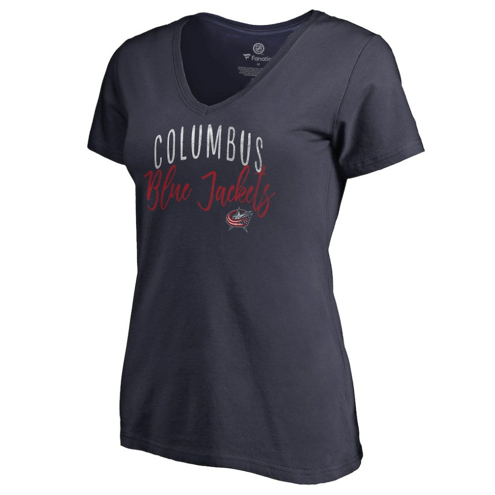 Columbus Blue Jackets - Women's Graceful V-Neck T-Shirt Navy